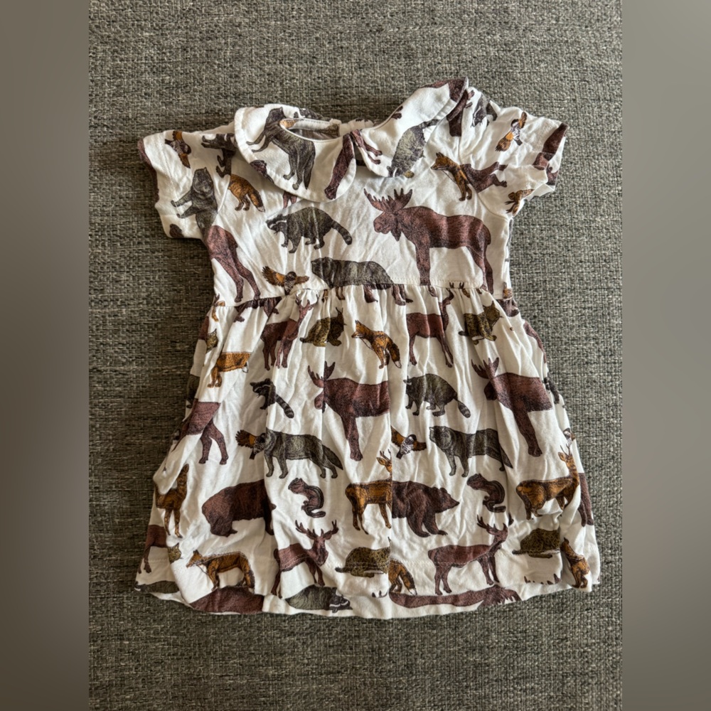 Kate Quinn Modal Woodland Animal Collared Dress 6-12M